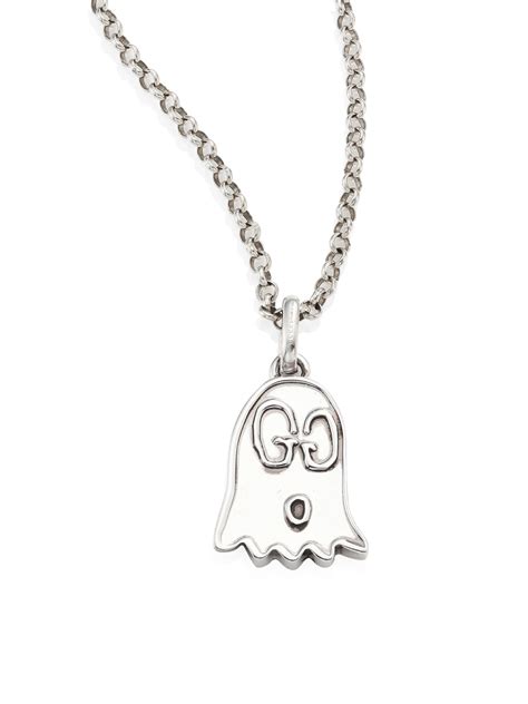 gucci ghost pendant necklace silver|gucci ghost pendant necklace in silver.